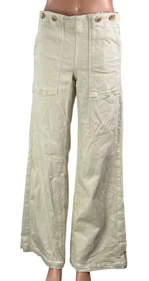 Pilcro And The Letterpress Cream Women's Wide Leg Utility Denim Jeans Pants 27 thumbnail 1