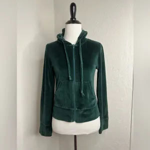 Gazoz USA Forest Green Velour Zip-Up Hoodie Small thumbnail 6