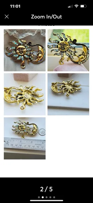 Anthropologie Celestial Sun & Moon Brooch thumbnail 3