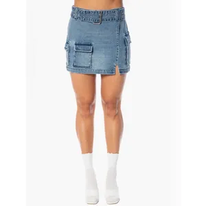 Juicy Couture NWT Size 25 XS Blue Denim Belted Cotton Cargo Miniskirt Retro Y2K thumbnail 3