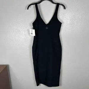 NEW Beyond Yoga Spacedye Inspire Midi Dress Womens Sz XS Charcoal Gray Shelf Bra thumbnail 5