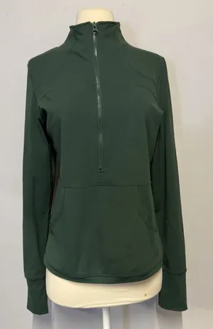 Zyia Active Jacket Womens Large Green High Neck 1/2 Zip Popover Stretch Athletic thumbnail 1