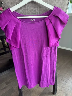 Ann Taylor Ruffle Shoulder Sleeveless Top - Magenta thumbnail 1