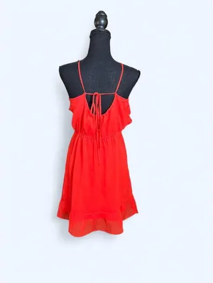 Vintage Y2K American Eagle red ruffle mini dress Size Medium 🌸 thumbnail 4
