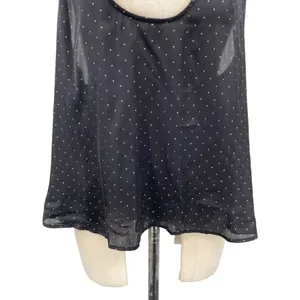 Free People Intimately Black Satin Gold Stud‎ Polka Dot Tank Top Size Large thumbnail 3