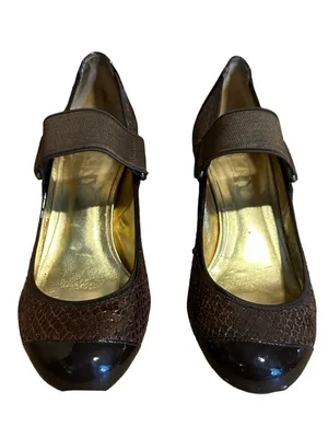 Dkny Brown Patent Leather Snakeskin-Embossed Mary Jane Shoes (5.5) thumbnail 2