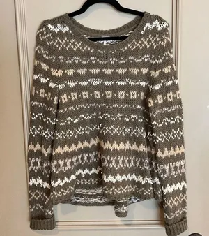 FREE PEOPLE Through the Storm Fair Isle Sweater Size S/P Small Medium Oversized thumbnail 9
