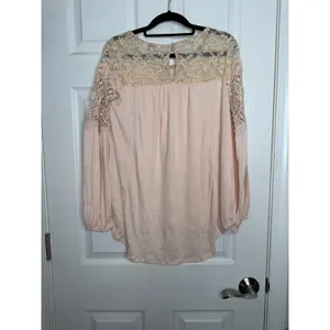 Sundance pink lace top yoke blouse size XS boho crochet thumbnail 2