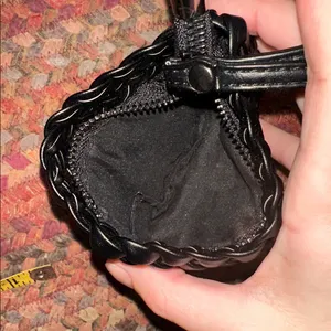 Black Vegan Leather Woven Wristlet Small Mini Coin Pouch thumbnail 3