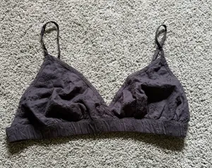 American Eagle Dark Grey Eyelet Bra Womens Size XL NWT Light Support thumbnail 1