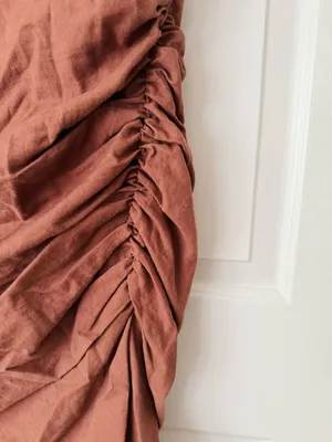 Anthropologie The Maya Ruched Cowl-Neck Linen Blend Mini Dress, Size XL thumbnail 8