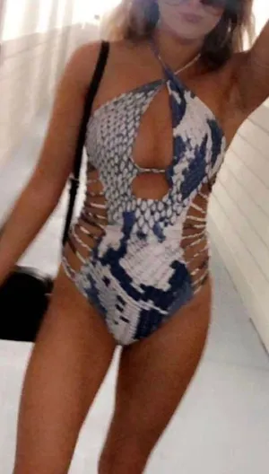 Snakeskin One Piece Bikini Blue thumbnail 2