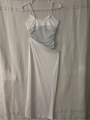 Midi Dress White Ruched Mesh Bust Slip women’s size Small NWOT(E72) thumbnail 12