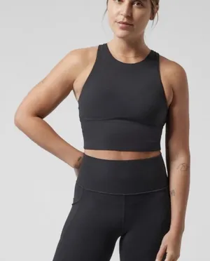ATHLETA Conscious Crop Top‎ M Powervita A-C Cup Black Sport Bra Tank thumbnail 1