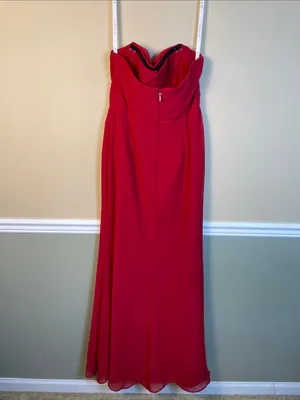 Azazie Women’s Red Bustier Strapless Leg Slit Formal Evening Bridesmaid Gown A8 thumbnail 6