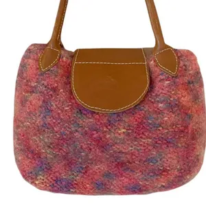 Tote Handbag Marled Woven Wool International Colorful Snap Closure Small Bag EUC thumbnail 5