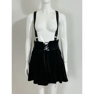 Killstar Black Velvet Corset Suspender Skirt Lace Up Whimsigoth Punk Size M thumbnail 3