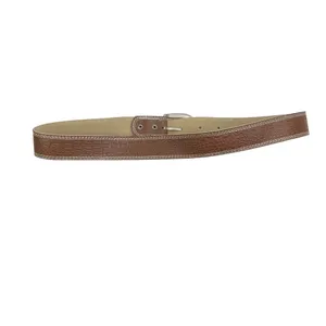 Brown Croc Embossed Faux Leather Silver Buckle Belt thumbnail 4