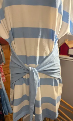 Boutique Blue and white Mini Dress Tie Front thumbnail 3