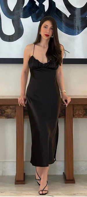 ZARA Black Satin Sleek Camisole Slip Dress thumbnail 2