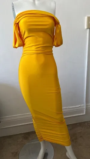 90s Y2k Womens Off the shoulder dress S bodycon homecoming formal gala event thumbnail 1