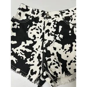 Wisteria Lane Black and White Cow Print Farm Animal Denim Jean Shorts Size M thumbnail 2