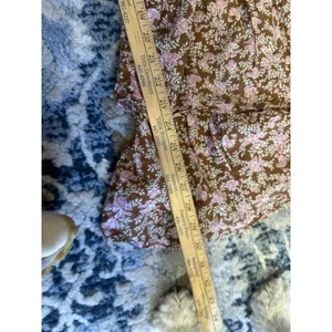 American Eagle Brown/Pink Floral Ruffled Sleeve Tiered Mini Dress V-neck Large thumbnail 6