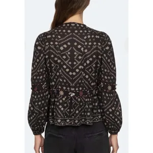 Sea New York Maja Top Cotton Size XS Boho Peplum Embellished thumbnail 2