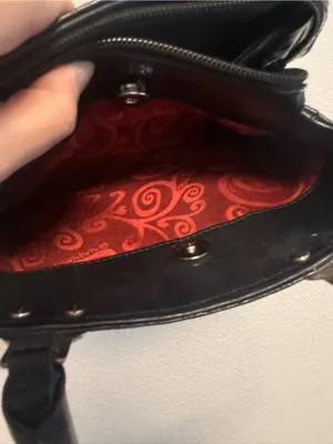 Vintage Brighton Chantilly Black Leather Croc Satchel Bag Filigree Heart thumbnail 12