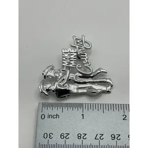 Country Western Signed Brooch Pin MAKE MINE COUNTRY Script Silver Plate NEW thumbnail 5