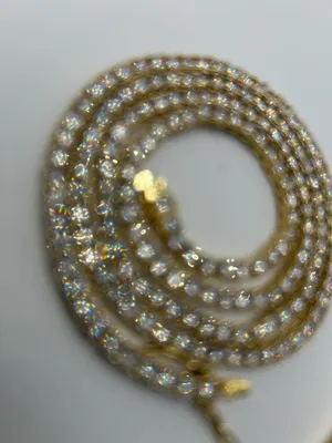 Moissanite Iced Out Tennis Chain and Bracelet Set Gold 3mm VVS1 22” and 7” thumbnail 4
