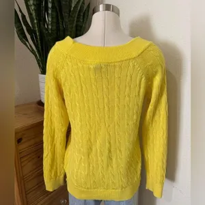 Vintage‎ Lauren Ralph Lauren Yellow Cable Knit Sweater Preppy Boat Neck Knit thumbnail 6