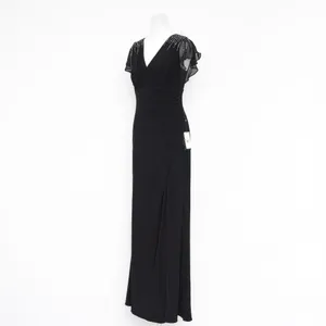 Adrianna Papell‎ Beaded Jersey Chiffon Flutter Sleeve Gown thumbnail 5