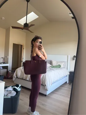 Tory Burch Burgundy Leather Tote thumbnail 3