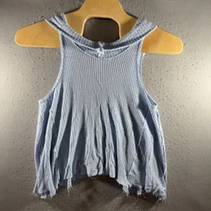 3131 | We The Free Free People Waffle Knit Flowy Tank Top Blue Women S thumbnail 4