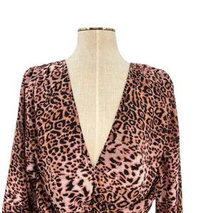 Anthropologie Ranna Gill Dress Midi Leopard‎ Print Cut Out Long Sleeve Size XL thumbnail 4
