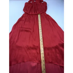 White House Black Market ‎ Paradise Red Hi-Low Blouson Halter Dress Sz: 0 thumbnail 5
