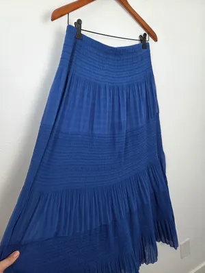 Ashalyly Cobalt Blue Tiered Maxi Skirt Formal Regal Boho Gypsy Indie Hippie XL thumbnail 3
