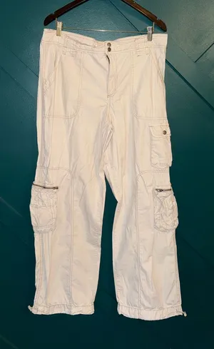 Garage Extreme Baggy Low Rise Cream Waist Cargo Shorts Size L thumbnail 1