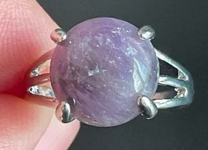 Round purple amethyst S925 silver ring size 7.5 thumbnail 1