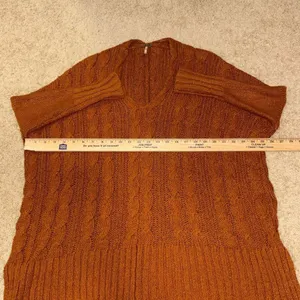 Free People chunky cable knit oversized tunic sweater burnt orange size‎ XS thumbnail 9