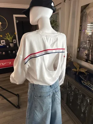 Tommy Hilfiger Sport Open Back Drawstring Sweatshirt White Size XL thumbnail 2