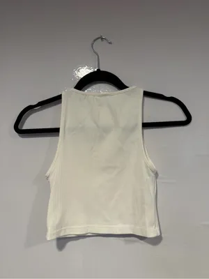 AS revival Classic‎ Women's Ribbed Tank Crop Top - Cream thumbnail 3
