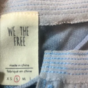 We The Free Blue Relaxed 3/4 Sleeve Blouse with Mandarin Collar thumbnail 5