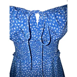 Hello Molly Blue White‎ Print Smocked Mini Dress Puff Sleeve Cottagecore Size S thumbnail 6