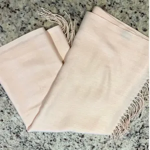 MiaKrafts Shawl Wrap Womens OS Peach Blush Pink Romantic Pashmina Fringed Tassel thumbnail 1