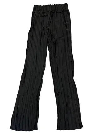 Black Pleated Semi Sheer Pull On Beach Pool Cover Up Pants Small thumbnail 1