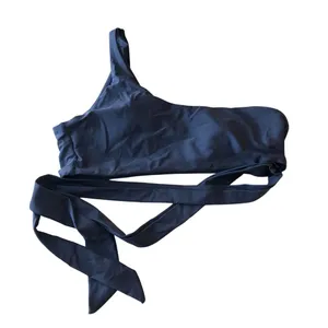 Bikini Top One Shoulder Wrap Ties Removable Cups Blue L Size L thumbnail 1