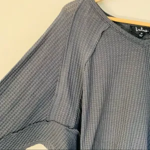 Lulus Chill Time Waffle Knit Long Sleeve Top in Charcoal Grey size M thumbnail 7