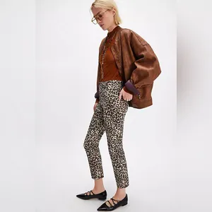 Free People Molly Animal Print Slim Fit Straight Leg Mid Rise Pants Size 4 NWT thumbnail 13